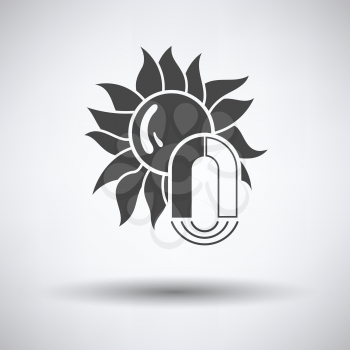 Magnetic storm icon on gray background with round shadow. Vector illustration.