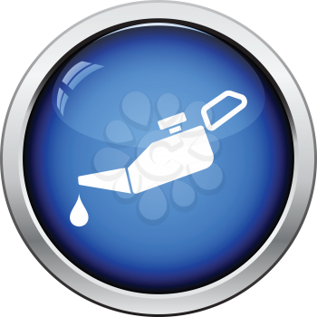 Oil canister icon. Glossy button design. Vector illustration.