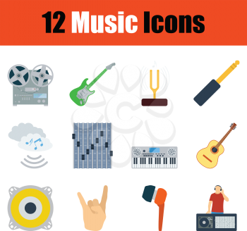 Music icon set. Color flat design. Vector illustration.