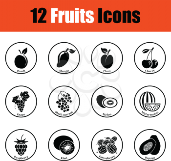 Fruit icon set.  Thin circle design. Vector illustration.
