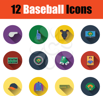 Flat design baseball icon set in ui colors. Vector illustration.