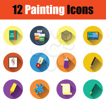 Set of painting icons in ui colors. Vector illustration.
