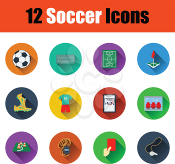 Set of twelve soccer icon in ui colors. Vector illustration.