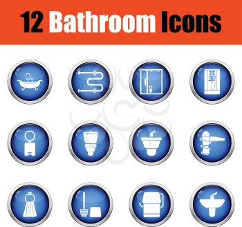 Bathroom icon set.  Glossy button design. Vector illustration.