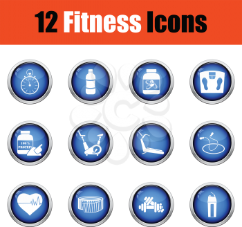Fitness icon set.  Glossy button design. Vector illustration.