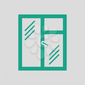 Icon of closed window frame. Gray background with green. Vector illustration.