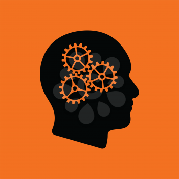 Brainstorm  icon. Orange background with black. Vector illustration.