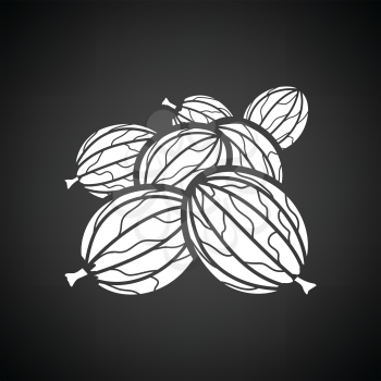 Gooseberry icon. Black background with white. Vector illustration.