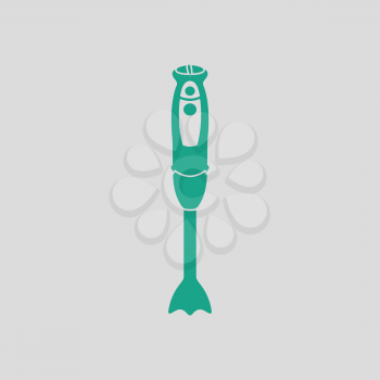 Hand blender icon. Gray background with green. Vector illustration.
