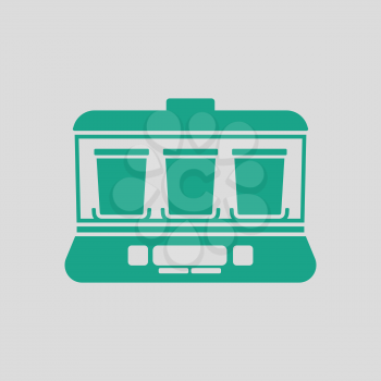 Yogurt maker machine icon. Gray background with green. Vector illustration.