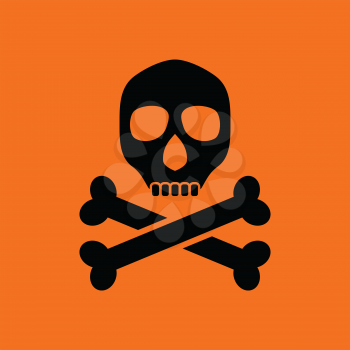 Poison sign icon. Orange background with black. Vector illustration.