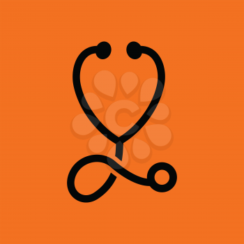 Stethoscope icon. Orange background with black. Vector illustration.