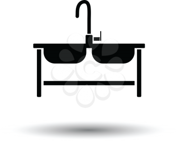 Double sink icon. White background with shadow design. Vector illustration.