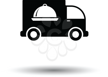 Delivering car icon. White background with shadow design. Vector illustration.