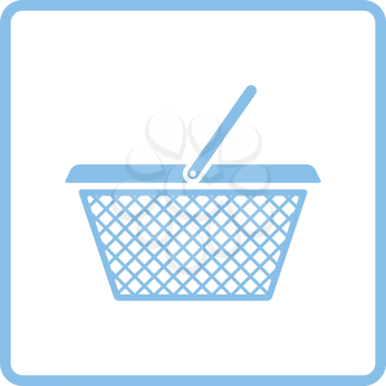 Shopping basket icon. Blue frame design. Vector illustration.