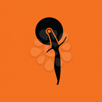 Pizza roll knife icon. Orange background with black. Vector illustration.