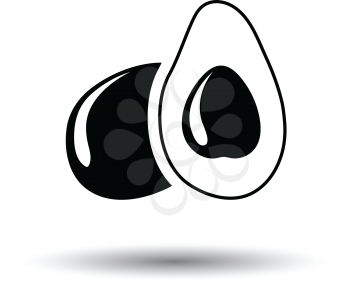 Avocado icon. White background with shadow design. Vector illustration.