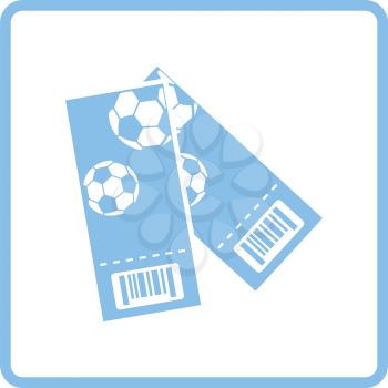 Two football tickets icon. Blue frame design. Vector illustration.