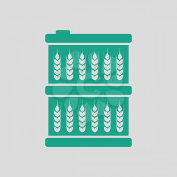 Barrel wheat symbols icon. Gray background with green. Vector illustration.