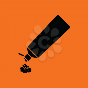 Toothpaste tube icon. Orange background with black. Vector illustration.