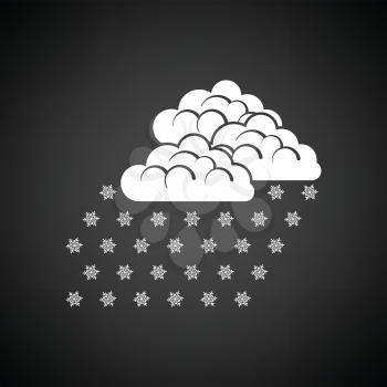 Snowfall icon. Black background with white. Vector illustration.