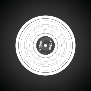 Analogue record icon. Black background with white. Vector illustration.