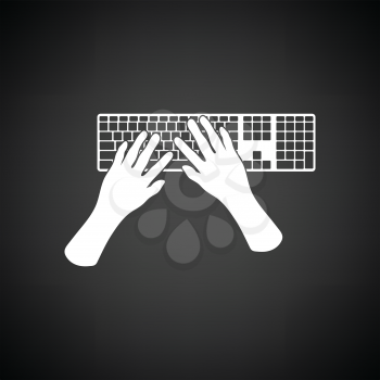 Typing icon. Black background with white. Vector illustration.