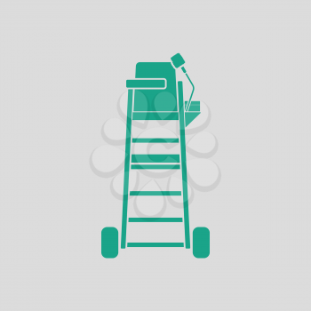 Tennis referee chair tower icon. Gray background with green. Vector illustration.