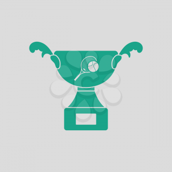 Tennis cup icon. Gray background with green. Vector illustration.