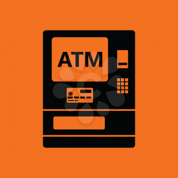 ATM icon. Orange background with black. Vector illustration.