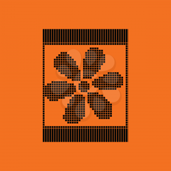 Sewing ornate scheme icon. Orange background with black. Vector illustration.