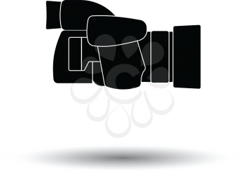Icon of premium photo camera. White background with shadow design. Vector illustration.