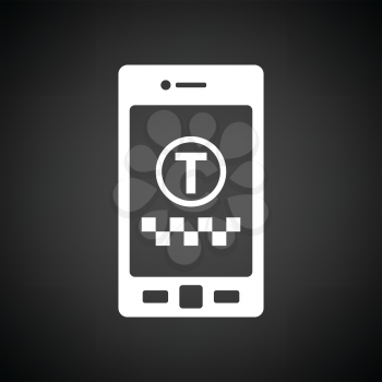 Taxi service mobile application icon. Black background with white. Vector illustration.