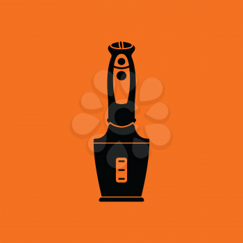 Baby food blender icon. Orange background with black. Vector illustration.