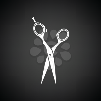 Hair scissors icon. Black background with white. Vector illustration.