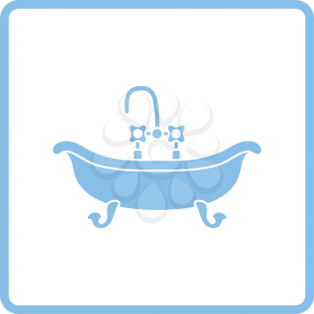 Bathtub icon. Blue frame design. Vector illustration.