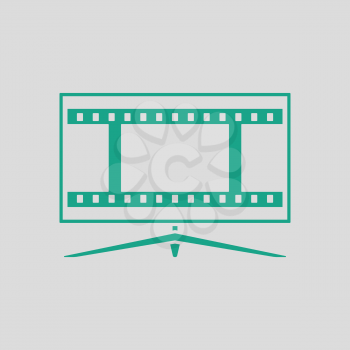 Cinema TV screen icon. Gray background with green. Vector illustration.