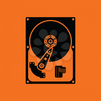HDD icon. Orange background with black. Vector illustration.