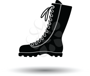 Hiking boot icon. White background with shadow design. Vector illustration.