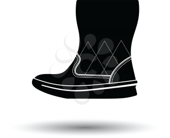 Woman fluffy boot icon. White background with shadow design. Vector illustration.