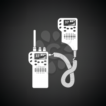 Police radio icon. Black background with white. Vector illustration.