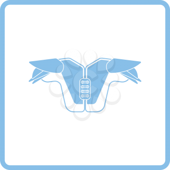 American football chest protection icon. Blue frame design. Vector illustration.