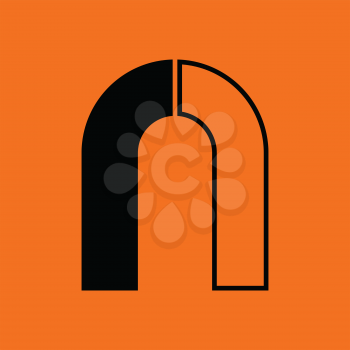 Magnet icon. Orange background with black. Vector illustration.