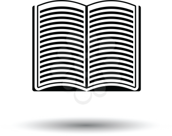 Open book icon. White background with shadow design. Vector illustration.