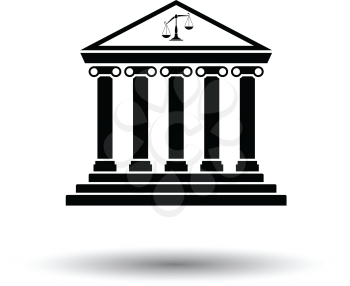 Courthouse icon. White background with shadow design. Vector illustration.