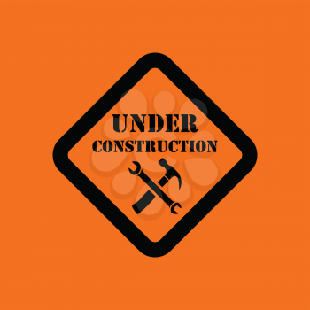 Icon of Under construction. Orange background with black. Vector illustration.