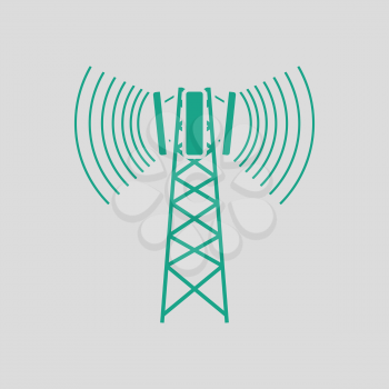 Cellular broadcasting antenna icon. Gray background with green. Vector illustration.