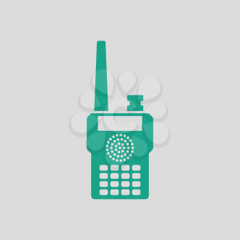 Portable radio icon. Gray background with green. Vector illustration.