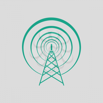 Radio antenna icon. Gray background with green. Vector illustration.