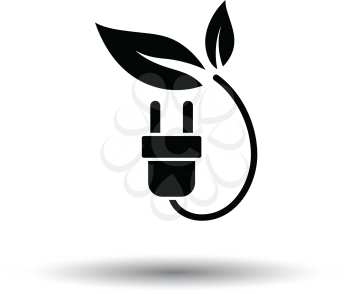 Electric plug leaves icon. White background with shadow design. Vector illustration.